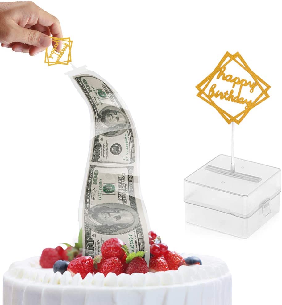 Happy Birthday Cake ATM Funny Money Storage Box Funny Surprise Gifts Cake  Topper | eBay